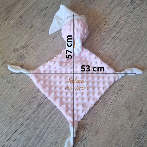 Doudou DODO personnalisé  57x53cm avec Prénom et/ou Date de naissance en minky
